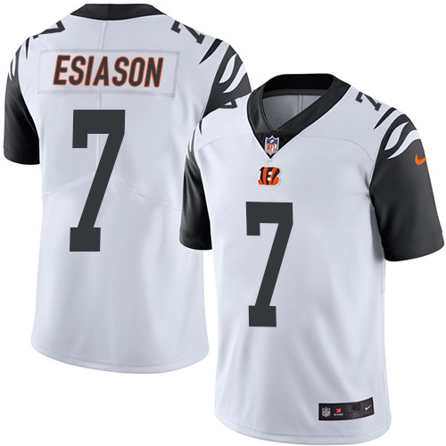 Men's Elite Boomer Esiason Nike Jersey White - #7 Rush NFL Cincinnati Bengals